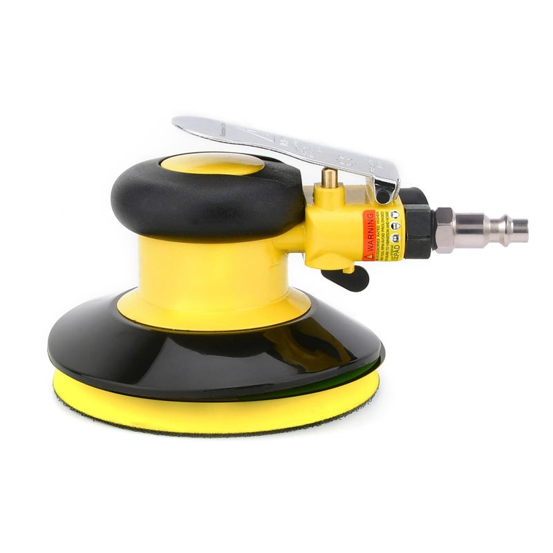 Gedu Professional Air Random Orbital Palm Sander, Dual Action Pneumatic Sander, Low Vibration, Heavy Duty â€¦ (5-inch Yellow) - Image 1